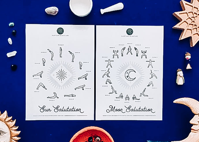 Moon and Sun Salutation yoga poses